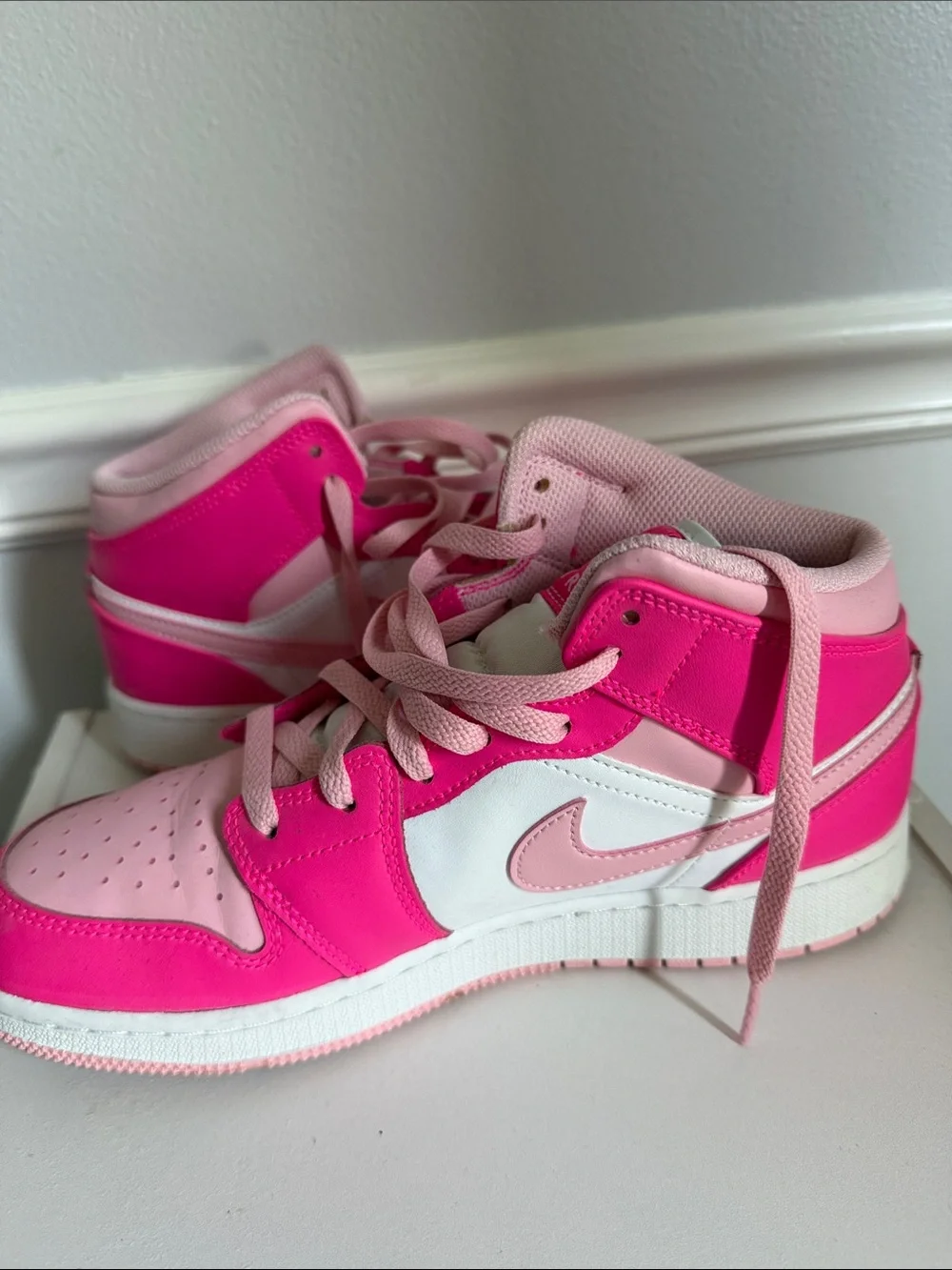 Jordan Mid-Top Sneakers in Hot Pink and Light Pink